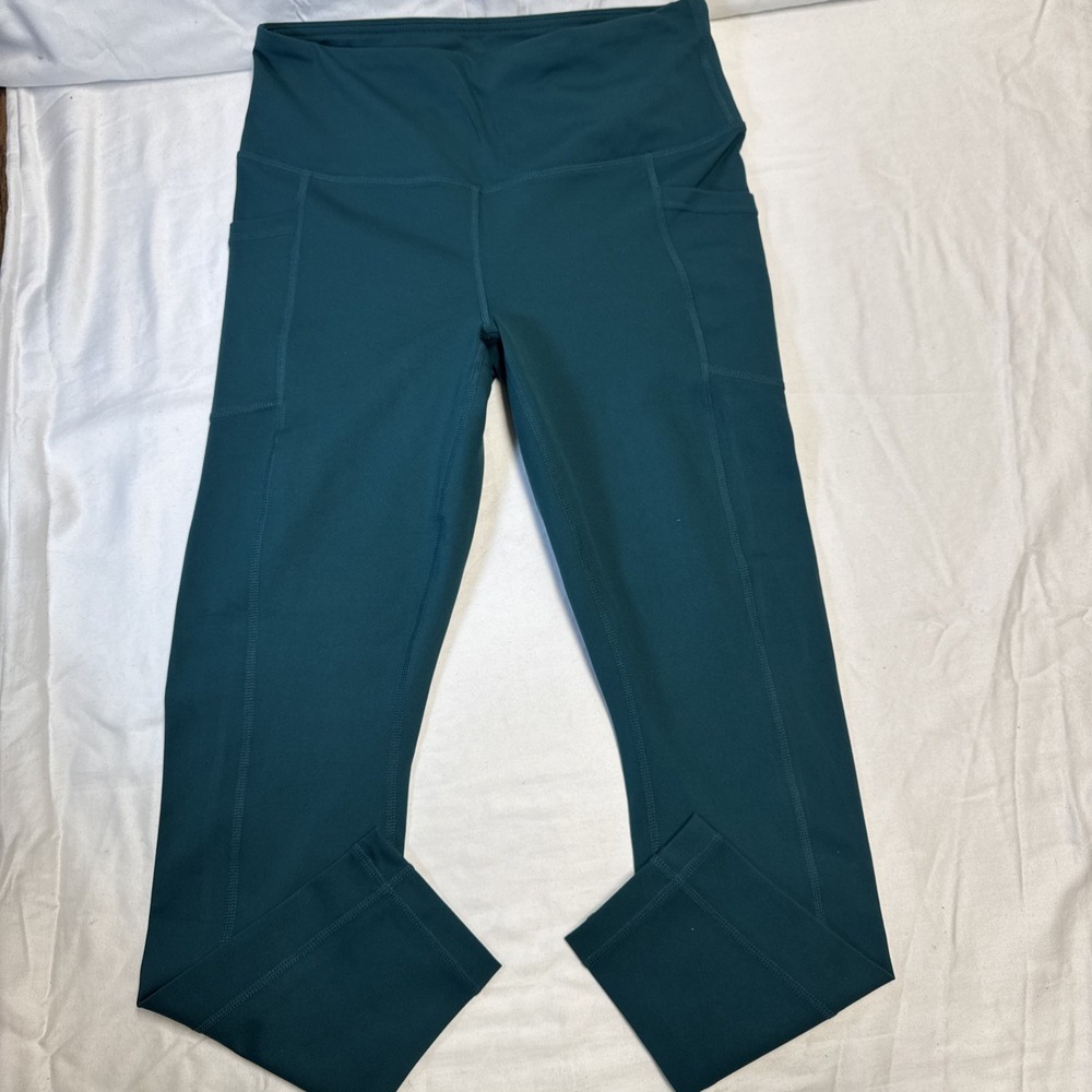 Yogalicious Lux Women's High Rise Ankle Leggings Dark Green Large Stretch Yoga